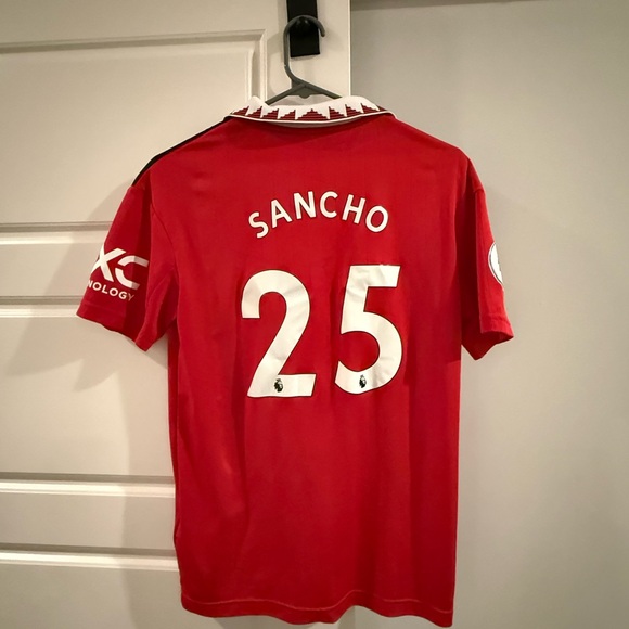 adidas Manchester United Red and White Home Jersey Jadon Sancho - Picture 2 of 2